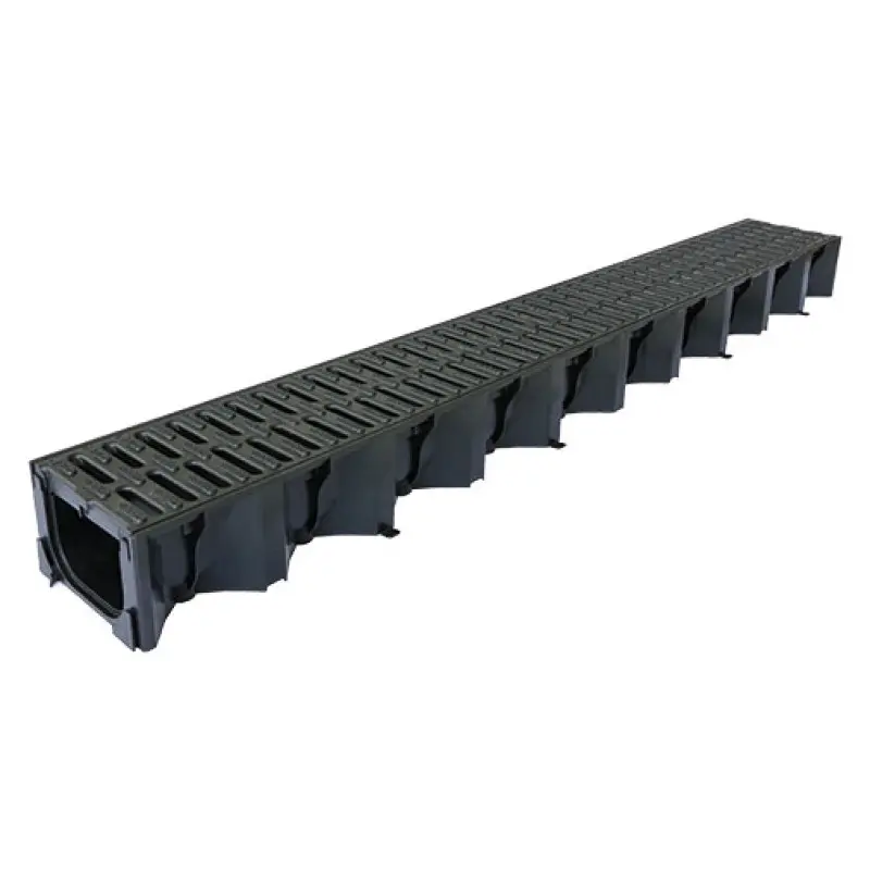 Canal PP Aco Hexaline 1000 x 130 x 75 mm preto com grelha Canal PP Aco Hexaline 1000 x 130 x 75 mm preto com grelha