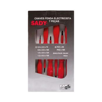 Conjunto eletricista com 7 chaves fendas
