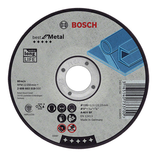 Disco corte Rebarbar Standard 115 x 22,23 x 6,0 mm curvo para metal Disco corte Rebarbar Standard 115 x 22,23 x 6,0 mm curvo para metal