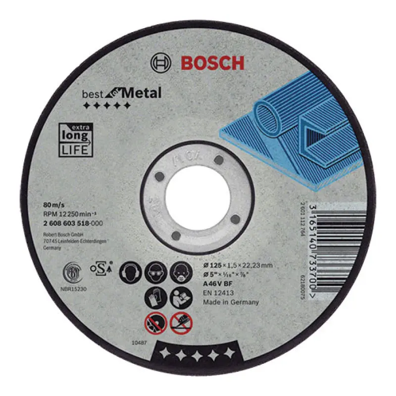 Disco corte Rebarbar Standard 115 x 22,23 x 6,0 mm curvo para metal Disco corte Rebarbar Standard 115 x 22,23 x 6,0 mm curvo para metal