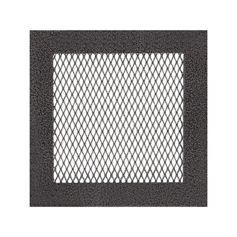 Grelha rústica 120 x 120 mm preta com aro Grelha rústica 120 x 120 mm preta com aro