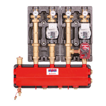 Grupo impulsão Giacomini DN25 com bomba circuladora e válvula misturadora Grupo impulsão Giacomini DN25 com bomba circuladora e válvula misturadora