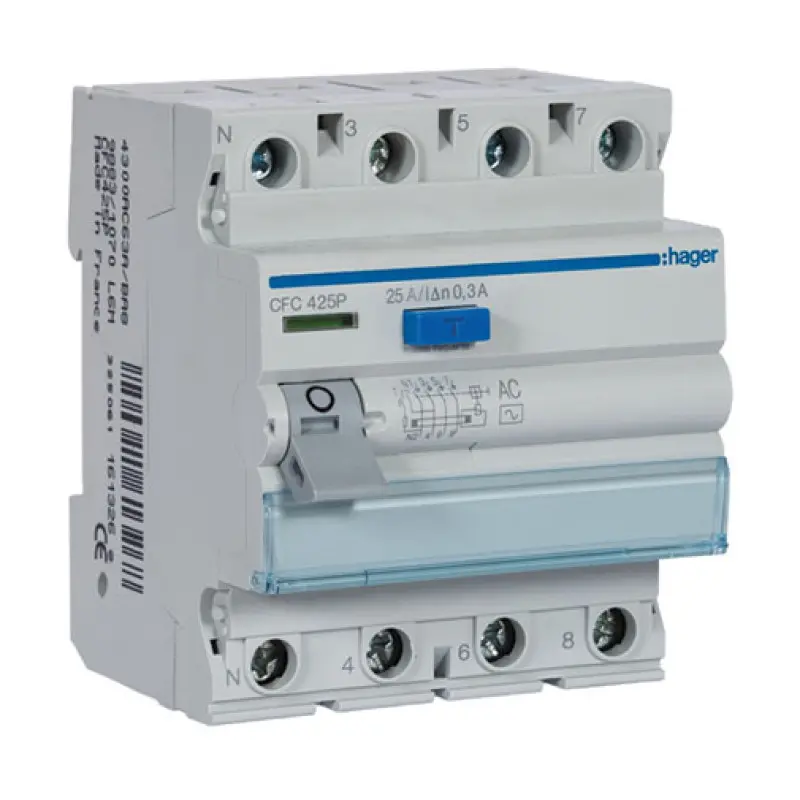Interruptor diferencial Hager CDC 440P 4P 40 A 30 mA tipo AC Interruptor diferencial Hager CDC 440P 4P 40 A 30 mA tipo AC