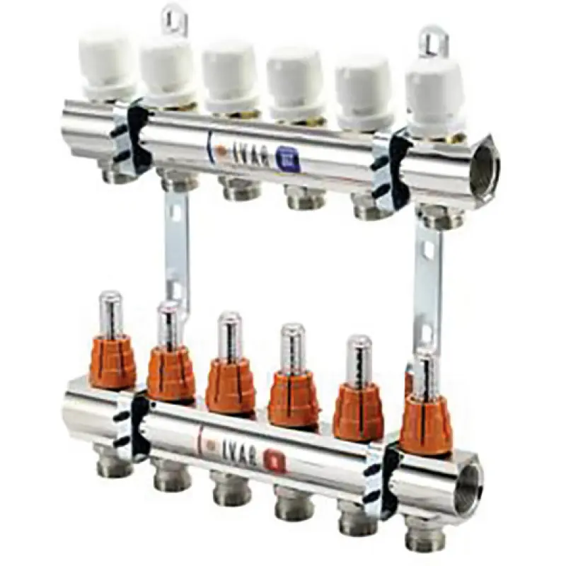 Kit coletor distribuição metálico Ivar 1" x 4 saídas para piso radiante Kit coletor distribuição metálico Ivar 1" x 4 saídas para piso radiante