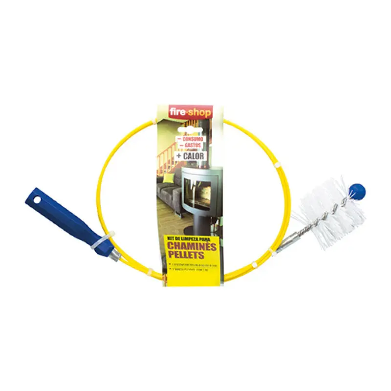 Kit limpa chaminés pellets nylon 2 m e escovilhão 100 mm Fireshop Kit limpa chaminés pellets nylon 2 m e escovilhão 100 mm Fireshop