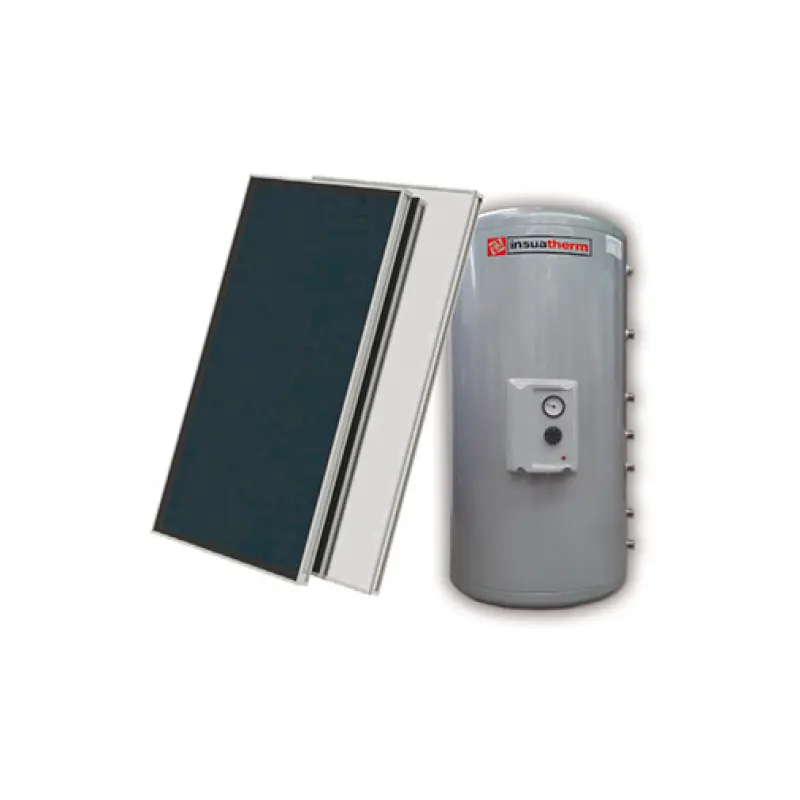 Kit solar térmico forçado Insuatherm Eco 300 L inox 444 2 serpentinas