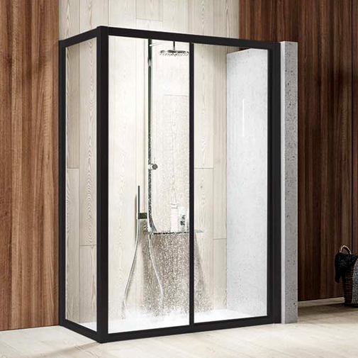 Lateral fixo Italbox Teresa Base 780-820 x 2000 mm vidro transparente com perfil lacado preto Lateral fixo Italbox Teresa Base 780-820 x 2000 mm vidro transparente com perfil lacado preto