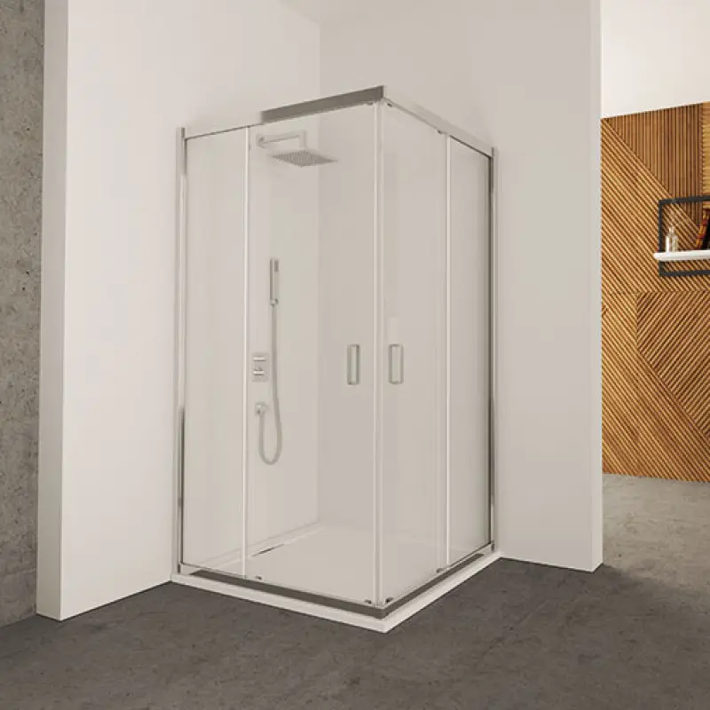 Resguardo duche canto Italbox Leci A N20 700 x 700 mm vidro transparente 6 mm com perfil cromado Resguardo duche canto Italbox Leci A N20 700 x 700 mm vidro transparente 6 mm com perfil cromado