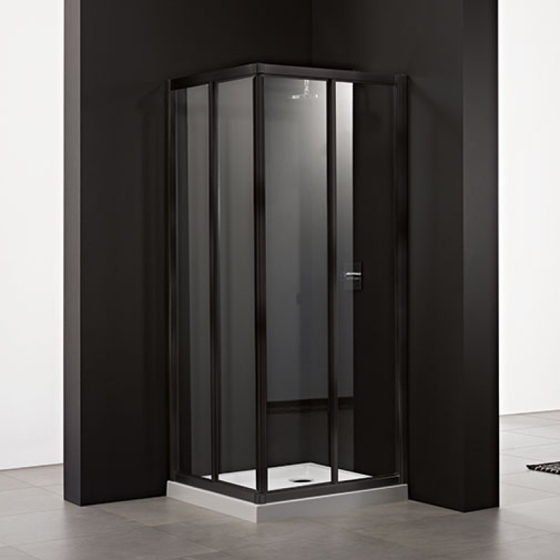 Resguardo duche canto Italbox Rita 780-800/1180-1200 x 2000 mm vidro transparente com perfil lacado preto Resguardo duche canto Italbox Rita 780-800/1180-1200 x 2000 mm vidro transparente com perfil lacado preto