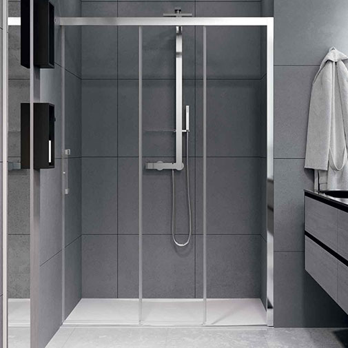 Resguardo duche vidro 3 portas 1100-1150 x 1950 mm entre paredes Resguardo duche vidro 3 portas 1100-1150 x 1950 mm entre paredes