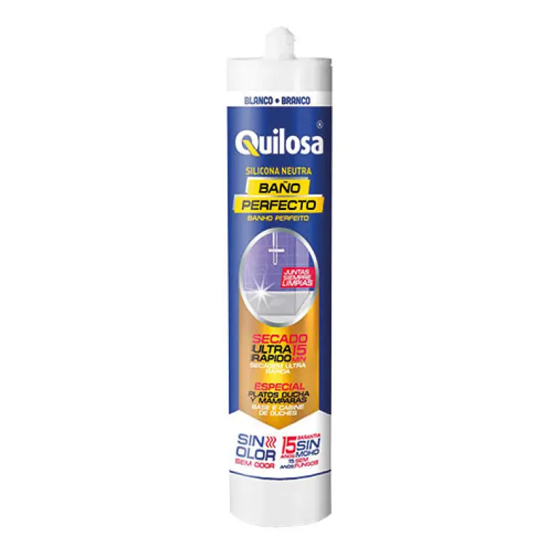 Silicone neutro Quilosa Banho Perfeito 280 ml transparente com fungicida Silicone neutro Quilosa Banho Perfeito 280 ml transparente com fungicida