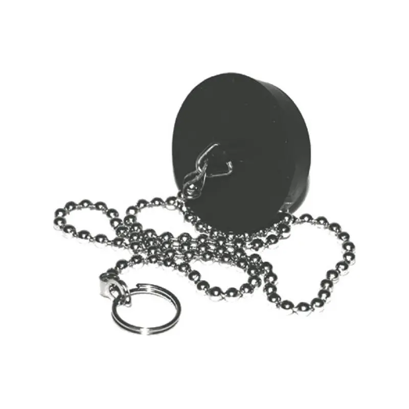 Tampão 47 mm preto com argola e corrente Tampão 47 mm preto com argola e corrente