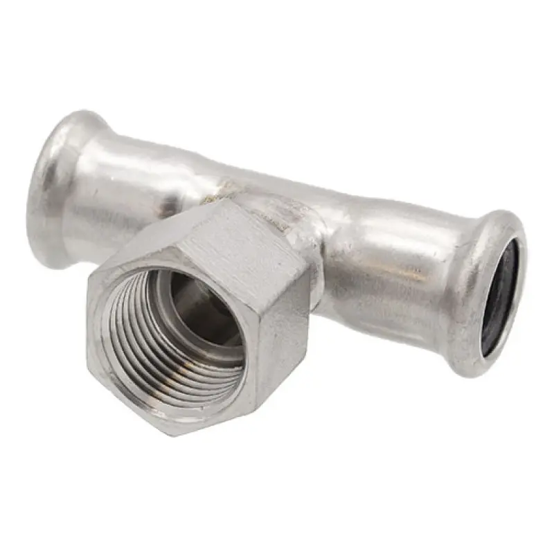 Tê redução press 88,9 mm x 2" F x 88,9 mm Tê redução press 88,9 mm x 2" F x 88,9 mm
