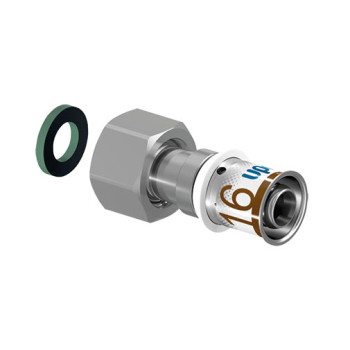 Casquilho press Uponor 20 mm x 1/2" F com porca móvel Casquilho press Uponor 20 mm x 1/2" F com porca móvel