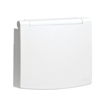 Centro schuko Efapel Série Sirius 70 IP44 branco com tampa e obturador Centro schuko Efapel Série Sirius 70 IP44 branco com tampa e obturador