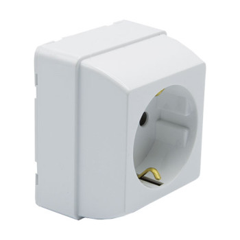 Tomada schuko Efapel Série Quadro 45 2P+T 2 módulos branco com alvéolos protegidos e obturador Tomada schuko Efapel Série Quadro 45 2P+T 2 módulos branco com alvéolos protegidos e obturador