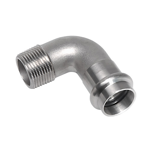 Joelho transição 90º press Sanha Nirosan 9092AG 22 mm x 3/4" M