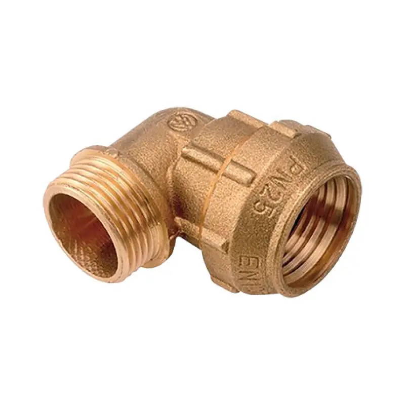 Joelho 90º de aperto latão 1.1/2" M x 50 mm Joelho 90º de aperto latão 1.1/2" M x 50 mm