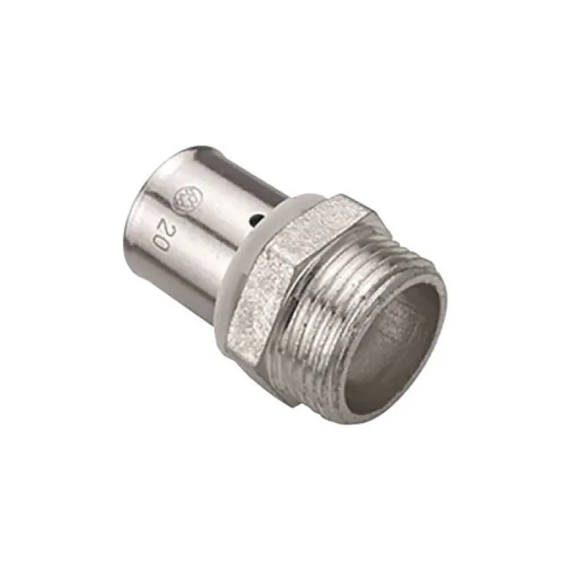 Casquilho press metálico 20 mm x 3/4" M com porca fixa Casquilho press metálico 20 mm x 3/4" M com porca fixa