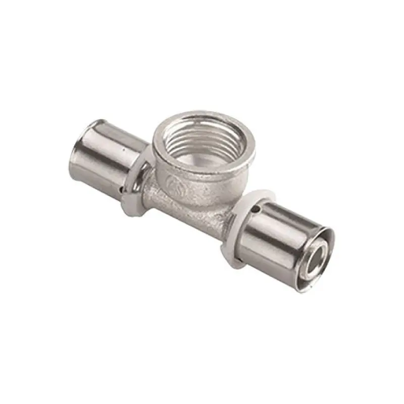 Tê press metálico 16 x 1/2" F x 16 mm Tê press metálico 16 x 1/2" F x 16 mm