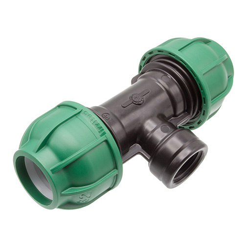 Tê de aperto PE 32 mm x 3/4" F x 32 mm Tê de aperto PE 32 mm x 3/4" F x 32 mm
