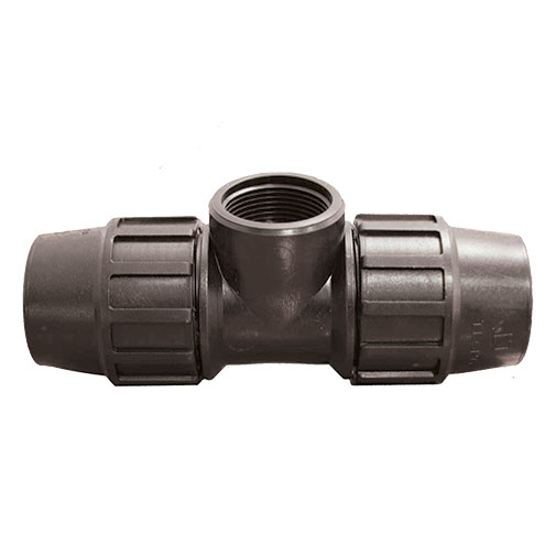 Tê de aperto PE Tecnoagua 20 mm x 1/2" F x 20 mm Tê de aperto PE Tecnoagua 20 mm x 1/2" F x 20 mm