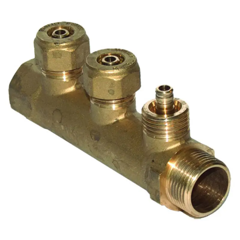 Coletor General Fittings 3/4" x (12 x 2,0) mm com 3 saídas e adaptador para tubo PEX Coletor General Fittings 3/4" x (12 x 2,0) mm com 3 saídas e adaptador para tubo PEX