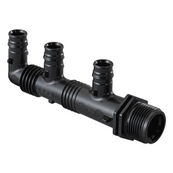 Coletor Uponor 3/4" x 3 saídas (3 x 16 mm c/c 45 + 35 mm) Coletor Uponor 3/4" x 3 saídas (3 x 16 mm c/c 45 + 35 mm)
