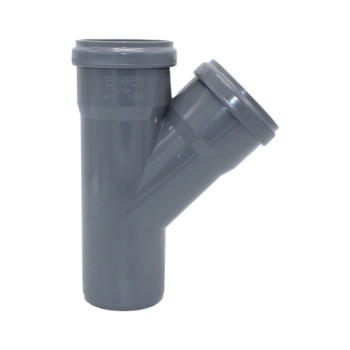 Forquilha simples 45º PVC Politejo 75 mm com anel Forquilha simples 45º PVC Politejo 75 mm com anel