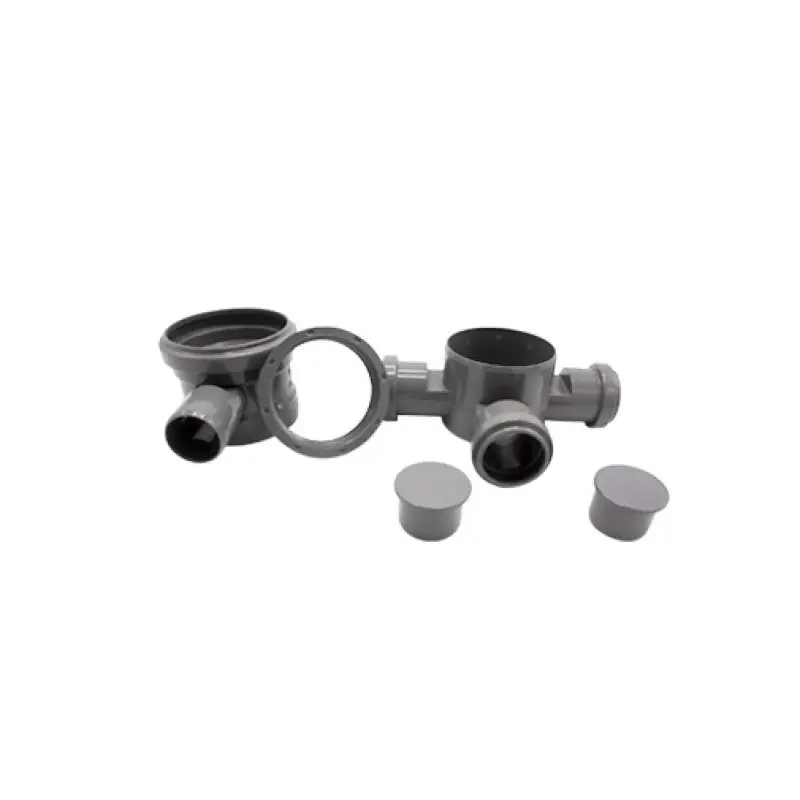 Sifão pavimento PVC 90 mm com 3 entradas 40 mm e 1 saída orientável 50 mm Sifão pavimento PVC 90 mm com 3 entradas 40 mm e 1 saída orientável 50 mm