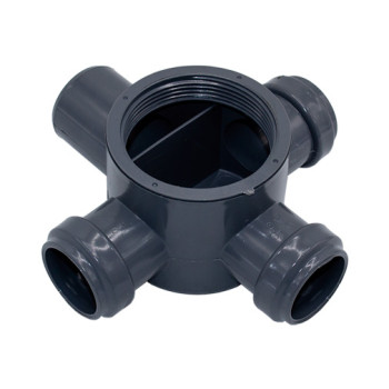 Sifão pavimento PVC Politejo 90 x 80 mm com 3 entradas 40 mm e 1 saída 50 mm Sifão pavimento PVC Politejo 90 x 80 mm com 3 entradas 40 mm e 1 saída 50 mm