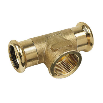 Tê transição press Sanha 8130G 22 mm x 1/2" F x 22 mm