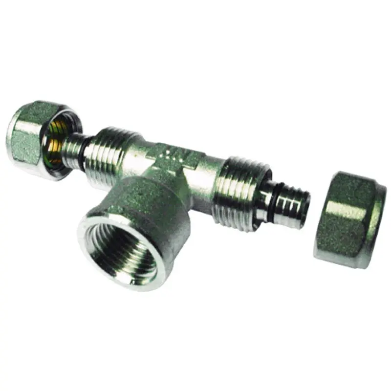 Tê bicone metálico Henco 32 mm x 1" F x 32 mm Tê bicone metálico Henco 32 mm x 1" F x 32 mm