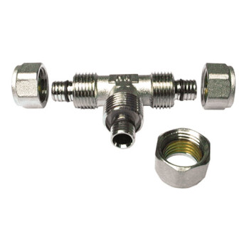 Tê redução bicone metálico 20 x 16 x 20 mm Tê redução bicone metálico 20 x 16 x 20 mm