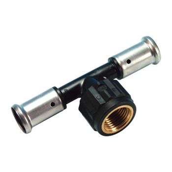 Tê transição sintético press Henco 26 mm x 1/2" F x 20 mm Tê transição sintético press Henco 26 mm x 1/2" F x 20 mm