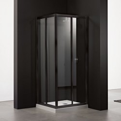Resguardo duche canto Italbox Rita 780-800/1180-1200 x 2000 mm vidro transparente com perfil lacado preto