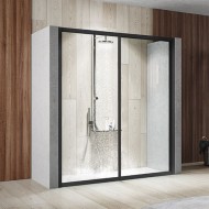 Resguardo duche entre-paredes Italbox Teresa Base 980-1020 x 2000 mm vidro transparente com perfil lacado preto