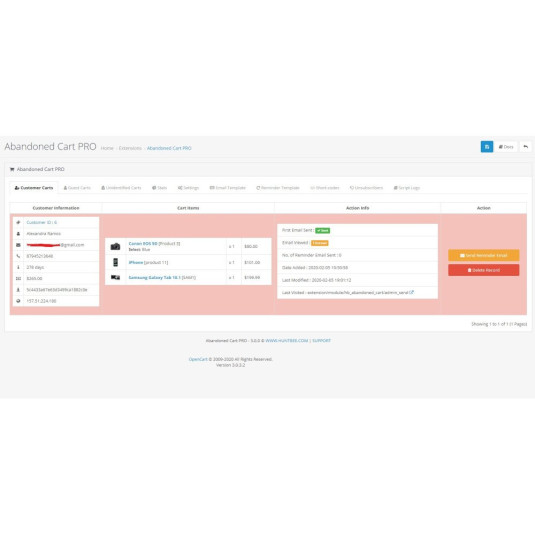 E-mails de carrinho abandonado - PRO para OpenCart E-mails de carrinho abandonado - PRO para OpenCart
