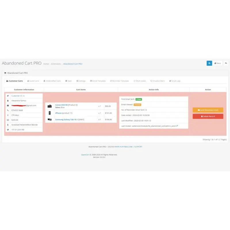 E-mails de carrinho abandonado - PRO para OpenCart E-mails de carrinho abandonado - PRO para OpenCart