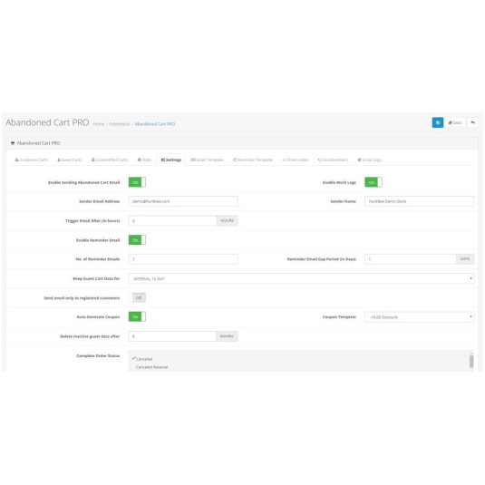E-mails de carrinho abandonado - PRO para OpenCart E-mails de carrinho abandonado - PRO para OpenCart