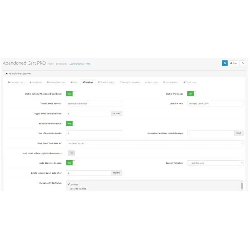 E-mails de carrinho abandonado - PRO para OpenCart E-mails de carrinho abandonado - PRO para OpenCart