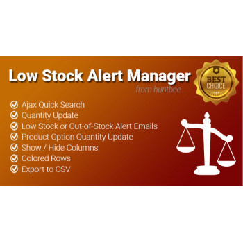 OpenCart Low Stock Alert Manager – Monitoramento de stock automatizado OpenCart Low Stock Alert Manager – Monitoramento de stock automatizado
